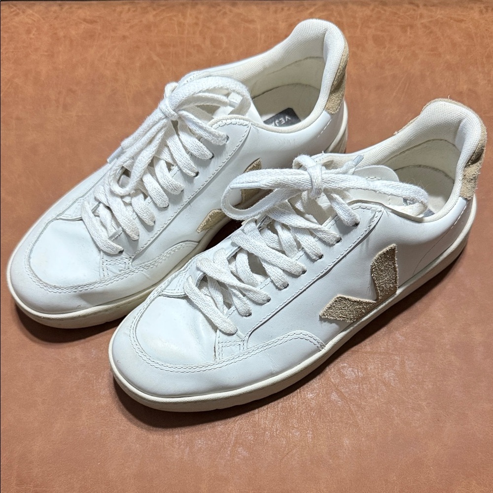 Veja Women's White and Tan Sneakers